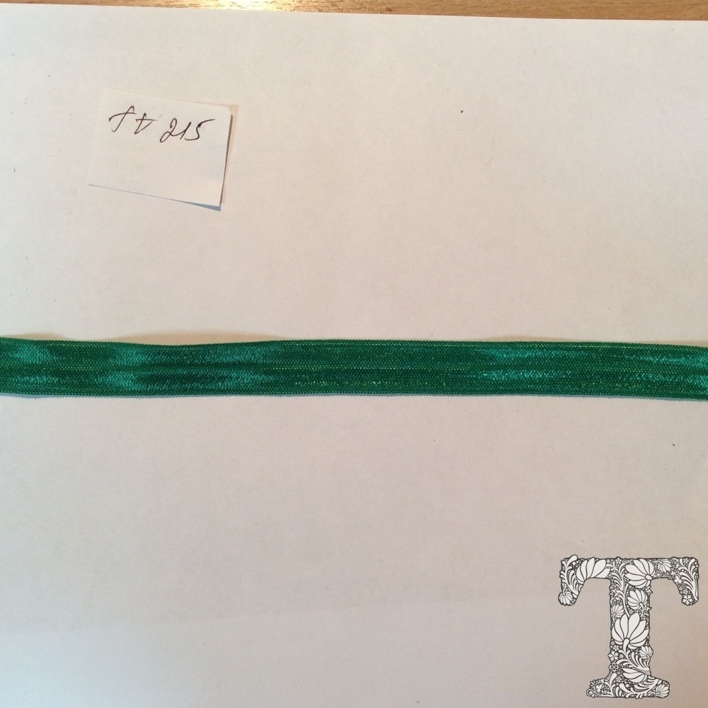 Тесьма косая бейка трикотажная, зеленая 1.5см