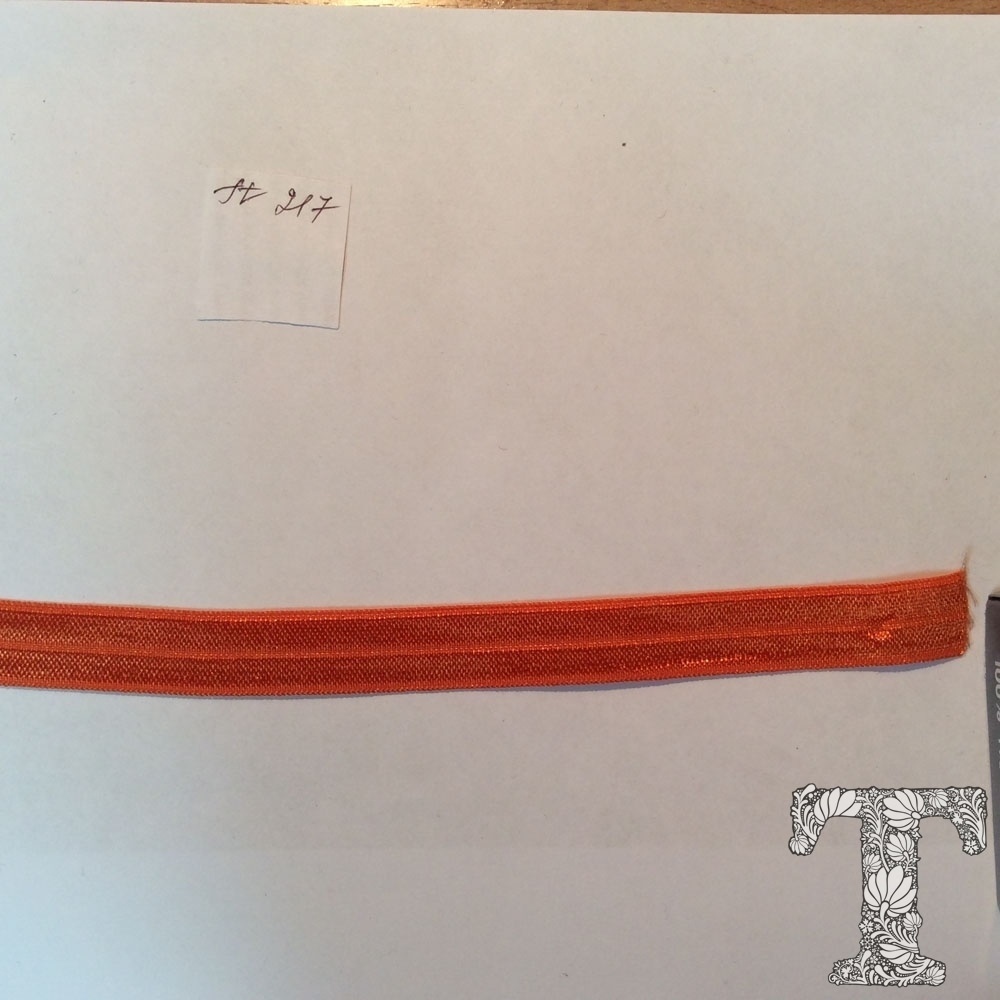 Тесьма косая бейка трикотажная, оранжевая 1.5см