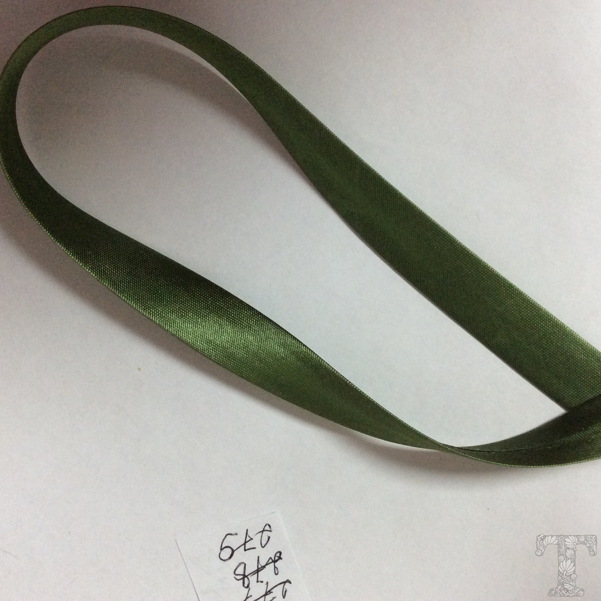 Косая бейка атласная, зеленый 1.5см